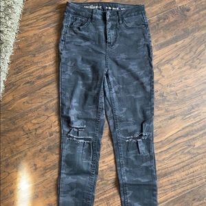 Black camouflage pants